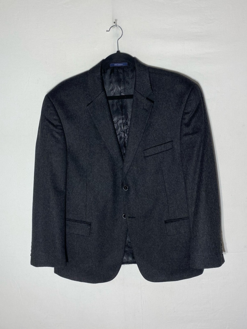 Grafton 1853 Dark Grey 100% Cashmere Classic Two Button Blazer 44S Academia